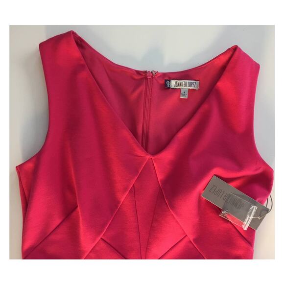 Jennifer Lopez Dress in Electric Pink Ruffle V Neck‎ Sundress Size 8 - Picture 6 of 14